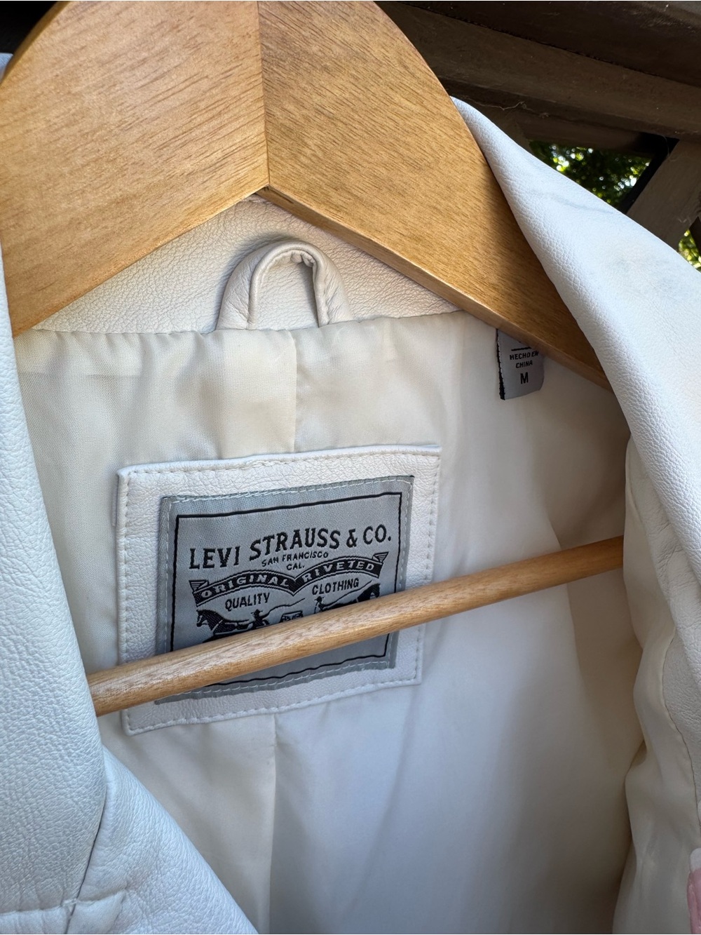 Levi's White Leather Moto Jacket - Picture 3 of 5
